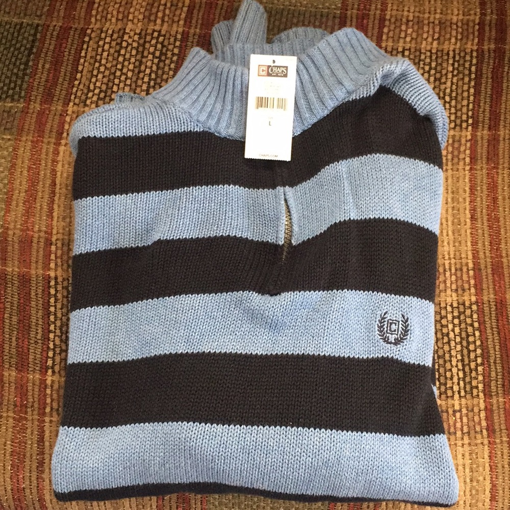 Men's Chaps Navy and Light Blue Quarter Zip